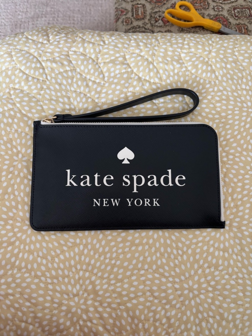 kate spade Black and White Logo Zip Wristlet